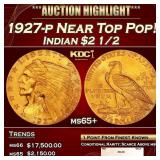 1927-p Gold Indian Quarter Eagle Near Top Pop! $2