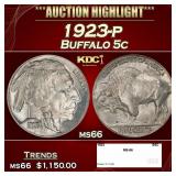 1923-p Buffalo Nickel 5c ms66 SEGS