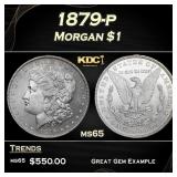 1879-p Morgan Dollar $1 Grades ms65