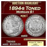 1894-s Morgan Dollar Toned $1 ms63 USCG