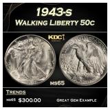 1943-s Walking Liberty Half Dollar 50c Grades ms65