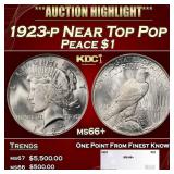1923-p Peace Dollar Near Top Pop $1 ms66+ SEGS