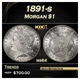 1891-s Morgan Dollar $1 Grades ms64
