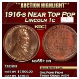 1916-s Lincoln Cent Near Top Pop 1c ms65+ bn SEGS