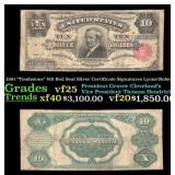 1891 Lyons/Roberts $10 Red Seal Silver Certificate