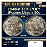 1940-p Walking Liberty Half Dollar TOP POP! 50c ms
