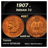 1907 Indian Cent . 1c Grades ms65 rd