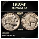 1937-s Buffalo Nickel 5c Grades ms66