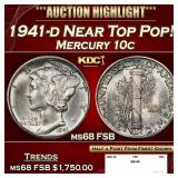 1941-d Mercury Dime Near Top Pop! 10c ms68 FSB SEG