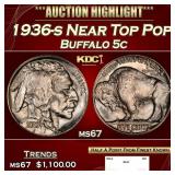 1936-s Buffalo Nickel Near Top Pop 5c ms67 SEGS