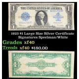 1923 $1 large size Silver Certificate Grades xf Si