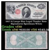 1917 $1 Large Size Legal Tender Note Grades vf++ S