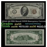 1934A $10 FRN Hawaii WWII Emergency Currency Grade