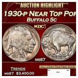 1930-p Buffalo Nickel Near Top Pop 5c ms67 SEGS