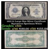 1923 $1 large size Silver Certificate Grades vf+ S