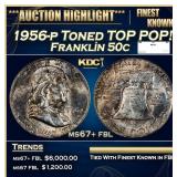 1956-p Franklin Half Dollar Toned TOP POP! 50c ms6