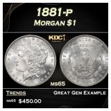 1881-p Morgan Dollar $1 Grades ms65