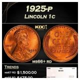1925-p Lincoln Cent 1c ms66+ rd SEGS