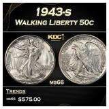 1943-s Walking Liberty Half Dollar 50c Grades ms66