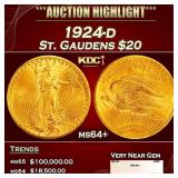 1924-d Gold St. Gaudens Double Eagle $20 ms64+ SEG