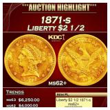 1871-s Gold Liberty Quarter Eagle $2 1/2 ms62+ USC