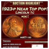 1923-p Lincoln Cent Near Top Pop! 1c ms67+ rd SEGS