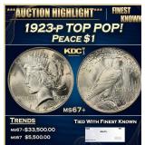 1923-p Peace Dollar TOP POP! $1 ms67+ SEGS