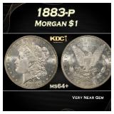 1883-p Morgan Dollar $1 Grades ms64+