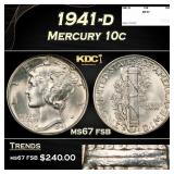 1941-d Mercury Dime 10c ms67 fsb SEGS