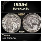 1935-s Buffalo Nickel 5c Grades ms66