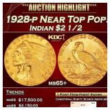 1928-p Gold Indian Quarter Eagle Near Top Pop! $2