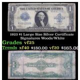 1923 $1 large size Silver Certificate Grades vf+ S