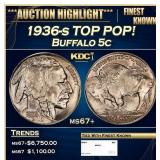 1936-s Buffalo Nickel TOP POP! 5c ms67+ SEGS