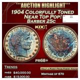 1904 Proof Barber Quarter Colorfully Toned Near To