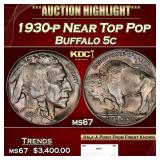 1930-p Buffalo Nickel Near Top Pop 5c ms67 SEGS