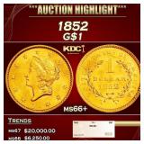 1852 Gold Dollar $1 ms66+ SEGS