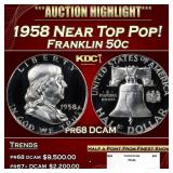 1958 Proof Franklin Half Dollar Near Top Pop! 50c