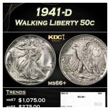 1941-d Walking Liberty Half Dollar 50c ms66+ SEGS