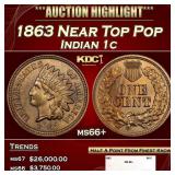 1863 Indian Cent Near Top Pop 1c ms66+ SEGS