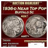 1936-d Buffalo Nickel Near Top Pop 5c ms67+ SEGS