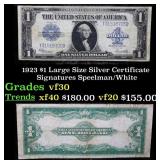 1923 $1 large size Silver Certificate Grades vf++