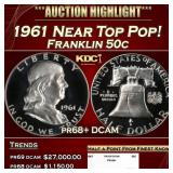 1961 Proof Franklin Half Dollar Near Top Pop! 50c