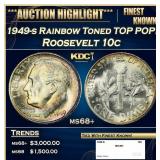 1949-s Roosevelt Dime Rainbow Toned TOP POP! 10c m