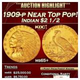 1909-p Gold Indian Quarter Eagle Near Top Pop! $2