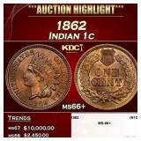 1862 Indian Cent 1c ms66+ SEGS