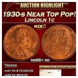 1930-s Lincoln Cent Near Top Pop! 1c ms66+ rd SEGS