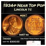 1934-p Lincoln Cent Near Top Pop 1c ms67 rd SEGS