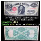 1917 $1 Large Size Legal Tender Note Grades vf+ Si