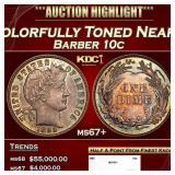 1892-p Barber Dime Colorfully Toned Near Top Pop 1