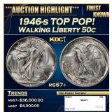 1946-s Walking Liberty Half Dollar TOP POP! 50c ms
